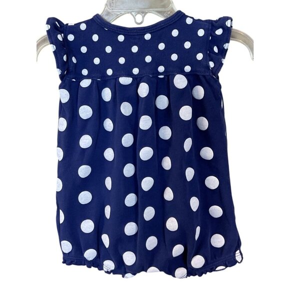 Carters Navy & White Polka Dot Ruffle Cap Sleeve Romper Red Crab Applique 6M - Picture 4 of 8